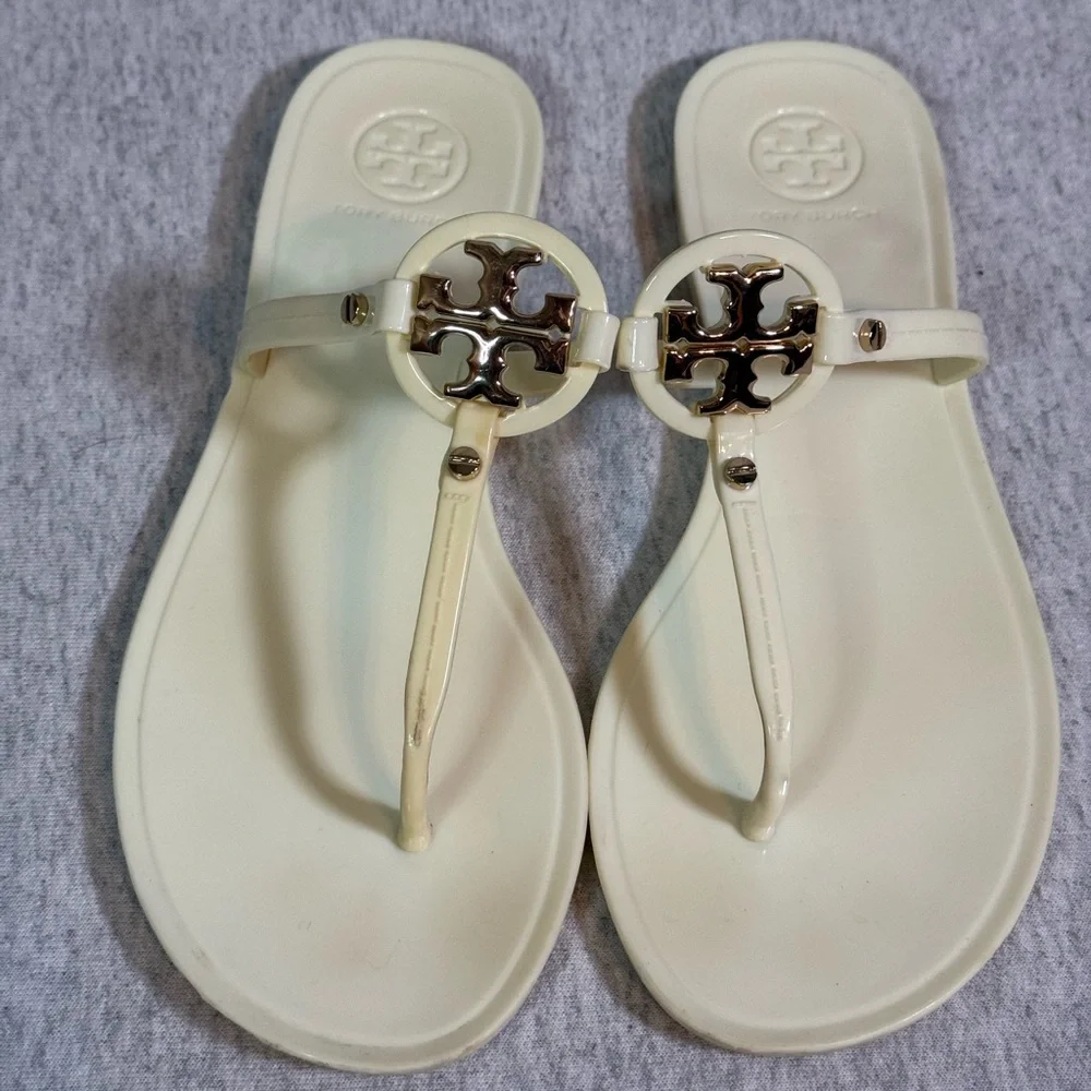 Tory Burch Mini Miller Jelly Thong Flat‎ Sandals – Ivory/Cream 🤍✨